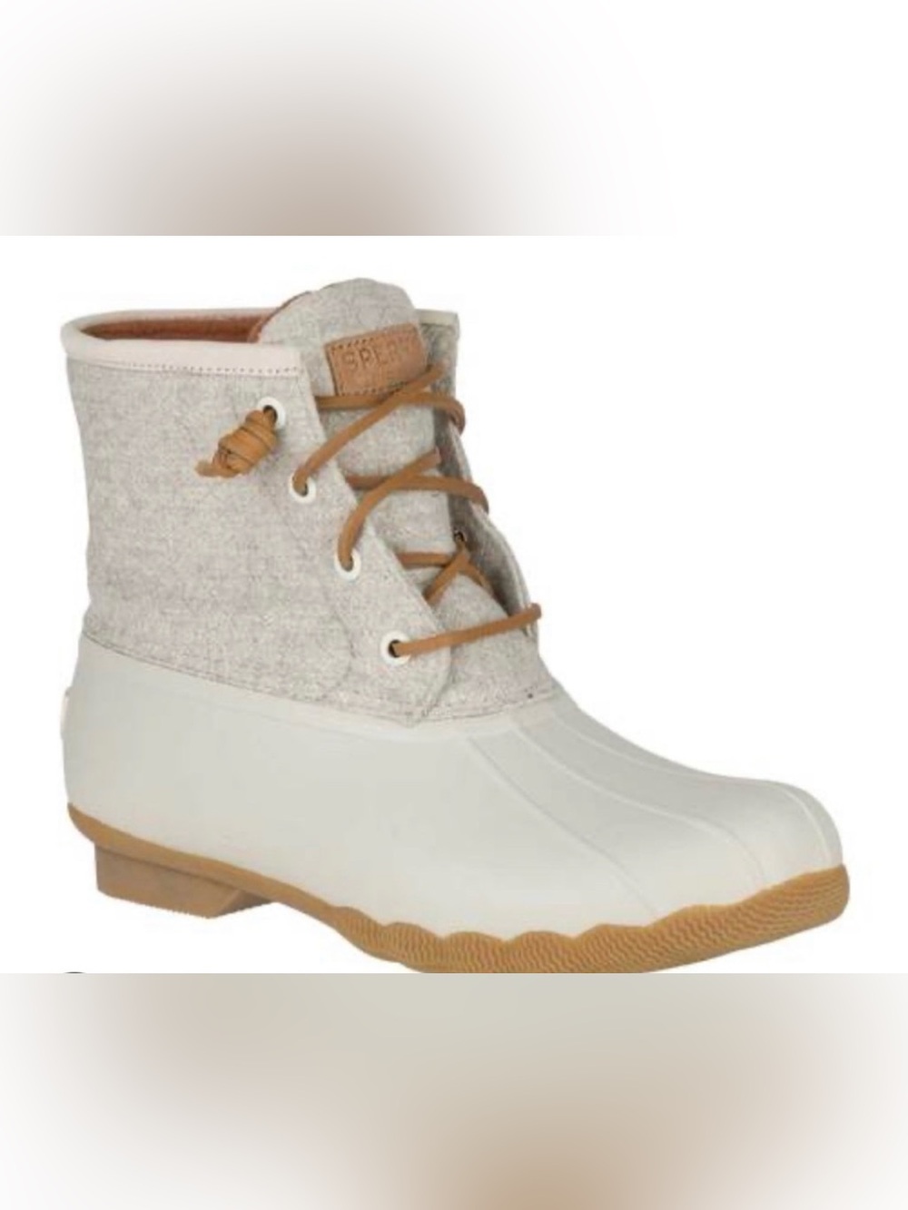 Sperry Kids Saltwater Wool Duck Boots Cream Ivory White Girls Size 6M STK16361
